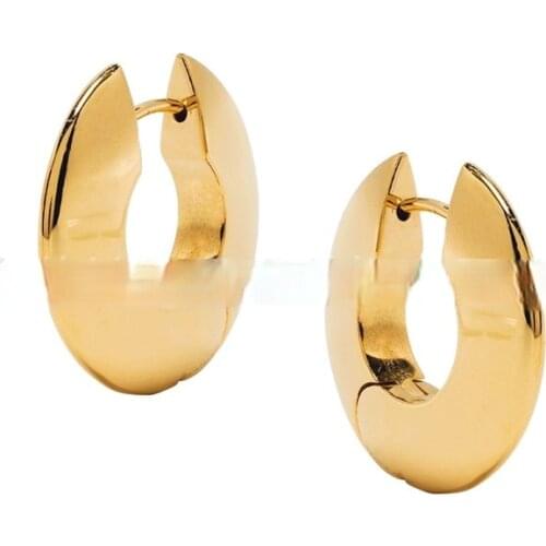 Simple heavy industry beveled edge HOOP earrings female vintage retro European and American earrings wholesale earrings