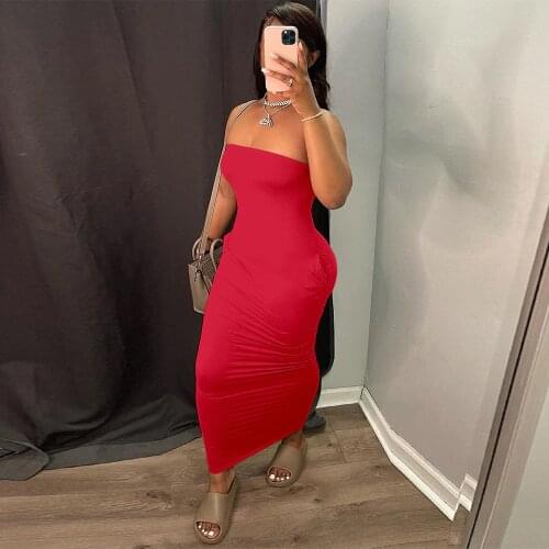 Off The Shoulder Strapless Sexy Long Party Dress Women Sleeveless Body-shaping Skinny Dress Elegant Backless Clubwear Vestidos