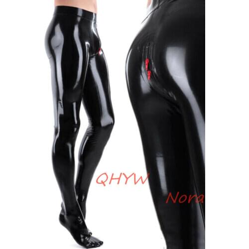 Sexy Latex Man Pants Handmade Men Trousers with Crotch Zipper and Socks Cosplay Costume Kakegurui