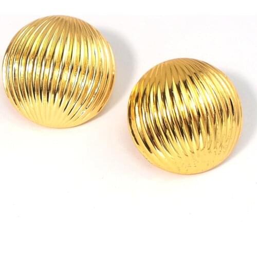 MANILAI Punk Circular Stripe Alloy Stud Earrings For Women Fashion Charm Round Metal Statement Big Earrings Jewelry Gift