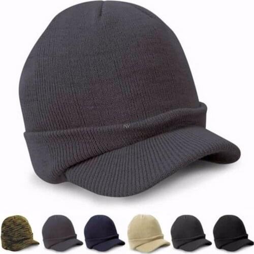 11 Color CoMen Warm Baggy Crochet Visor Brim Beanie Ski Cap Baggy Oversized Knit Skull Hat Sport Peaked Cap INY