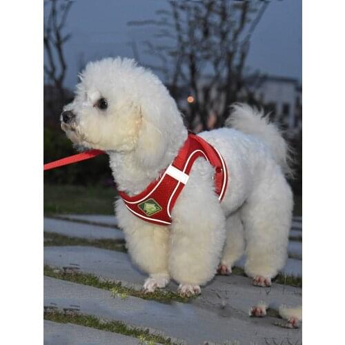 Pet Dog Vest Harness Adjustable Soft & Comfortable Reflective Mesh Chest Strap Leash Harnesses Dog Harness With Traction Rope