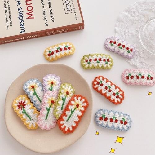 Ins lovely wool knitting cherry flower hairpin BB clip girls heart banger hairpin side clip hair accessories