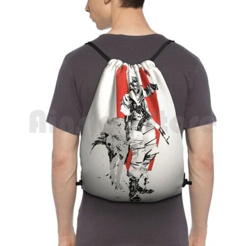 Mgsv Backpack Drawstring Bags Gym Bag Waterproof Metal Gear Solid Five V Venom Snake Eater Big Games Gaming Ddog D Dog