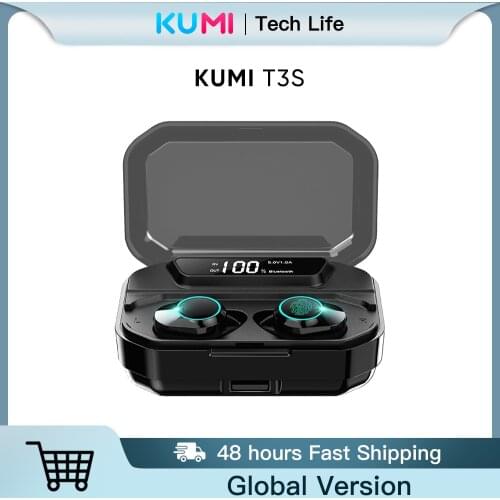 KUMI T3S 6D Stereo Bass All In One TWS Smart Touch BT 5.0 Headset LED Display Waterproof Earphone for Android / iOS