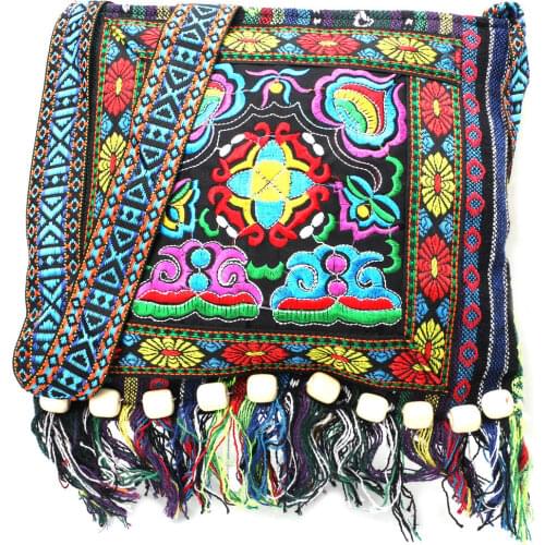 Hot Embroidery Vintage Boho Tote Messenger National Style Ethnic Shoulder Bag Tassel Tote Messenger Bag Hippie Crossbody