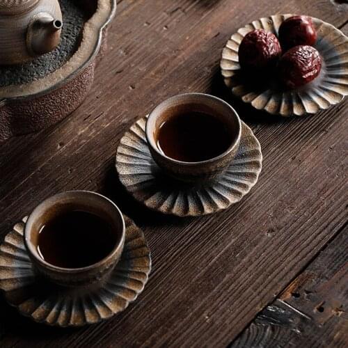 Japanese Stoneware Cup Ceramic Kung Fu Coasters Cup Holder Manual Vintage Insulation Mat Tea Ceremony Zero Tea Set Siteel