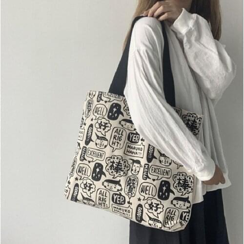 Female Shoulder Bag Ins Style Large Capacity underarm Bag ins Casual Simple Print Canvas travel Tote Bags Women Сумка Женская