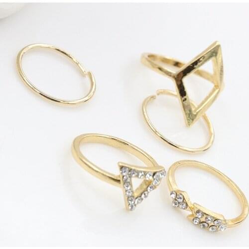 Five Different Shapes Rings Arrow Rhombus Triangle Knuckle Rings for Women 5 pcs/set
