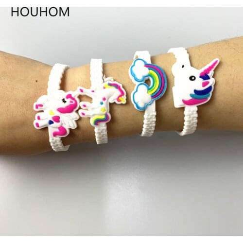 10pcs/lot Unicorn Party Decoration Unicornio Rubber Bracelet Unicorn Birthday Party Decorations Kids Baby Shower Party Supplies