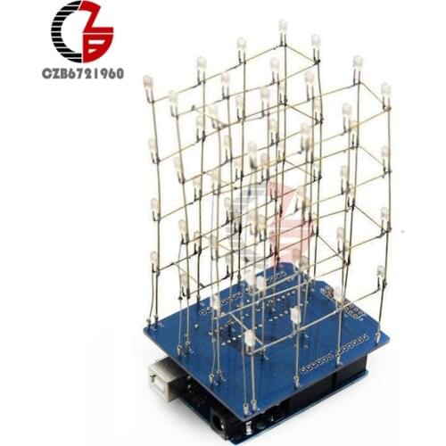 4X4X4 Blue Green Yellow Red LED Light Cube Kit 3D LED DIY Kits Electronic Suite for Arduino Smart Electronics LED Cube