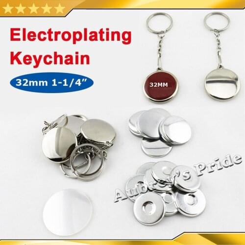 1-1/4Inch 32mm 100 Sets One Side Electroplating Keychain Stainless Metal Back Button Maker