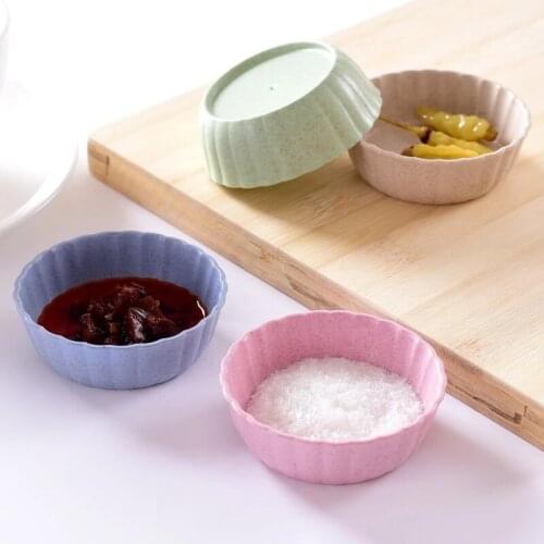 Household kitchen wheat straw seasoning dish creative plastic round pickle dish tableware dipping snack dish