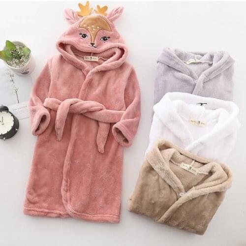 Childrens bathrobe girls flannel pajamas baby pajamas baby robe kids Christmas gifts for boys and girls