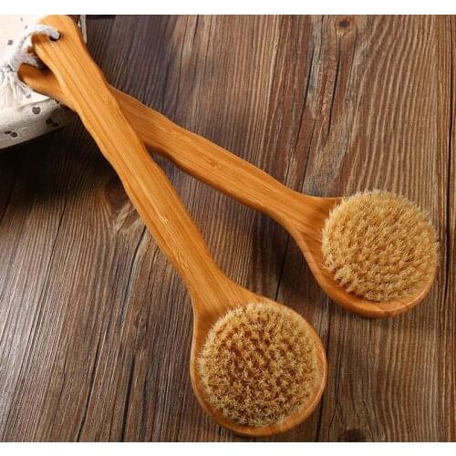 Long Handle Wooden Bath Shower Body Back Brush Spa Scrubber Soap Cleaner Exfoliating Bathroom Tools -5