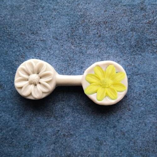Double-sided Flowers Sun Flowers Fondant Clip DIY Cake Fondant Decoration Baking Supplies Liquid Silicone Mould A940