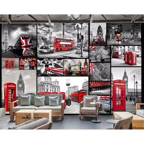 Beibehang Custom wallpaper 3D murals Europe and the United Kingdom style retro nostalgic retro London street TV background wall