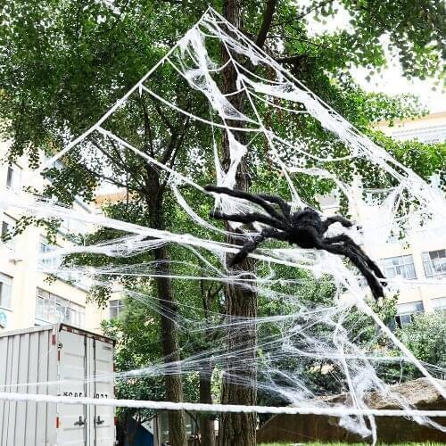 5m 7m Giant Spider Web Big Spider Stretch Cobweb Yard Halloween Decorations Props Favor Yard Outdoor Decor Triangular Mega Web