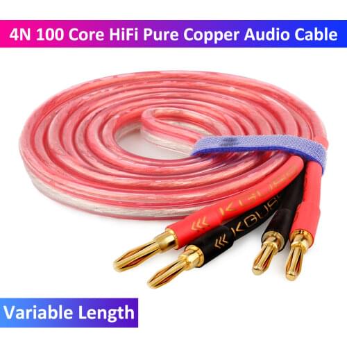 HiFi Gold Plated Speaker Cable High-End 4N Speaker System Oxygen-free Pure Copper with Banana Plug (Single Cable for 1 Speaker)