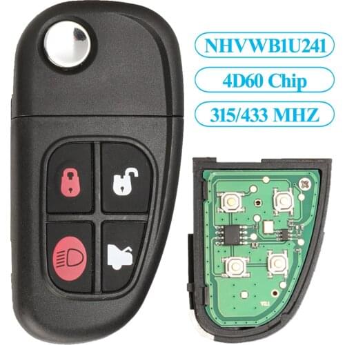 Jingyuqin 4 Buttons Remote Key Control Flip Car Key 2002-2008 433MHZ 4D60 Chip For Jaguar X-Type S-Type 1999-2009 XJ XJR