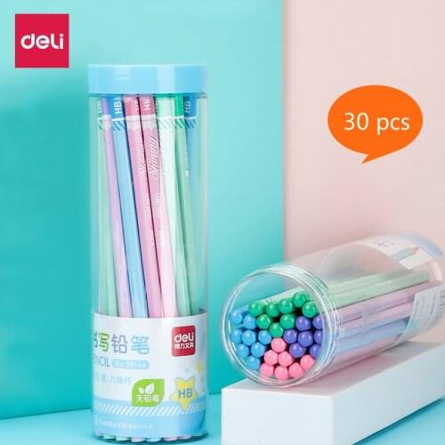 Deli 30pcs Writing Pencil Primary Student Pencil Hexagonal Penholder Kawaii Colorful Wooden Lead Pencil Student Writing Supplies