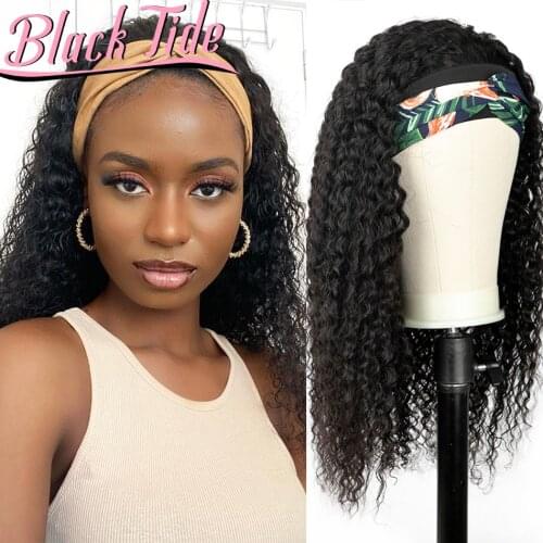 Curly Headband Wig Indian Headband Wig Human Hair Kinky Curly Head Band Wigs Human Hair Head Band Wig 150% Remy Headband Wigs