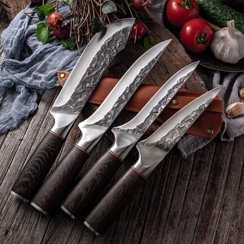 Full Tang Hand Forged Kitchen Knife High Carbon Steel Boning Fillet Knives Meat Cleaver Vegetable Cutter