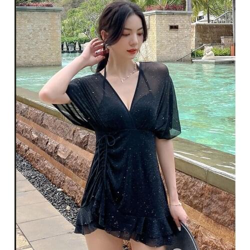 BeeEx Swimsuits Summer new one-piece V-neck high waist slim swimsuit