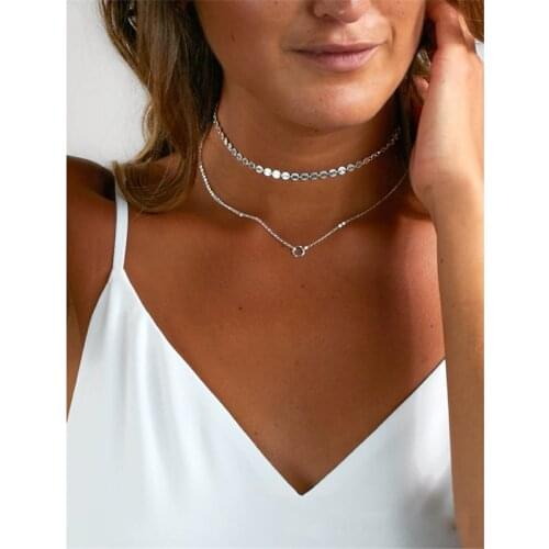 Fashion simple multirow necklace for women coin sequin design female Naszyjnik halsketting