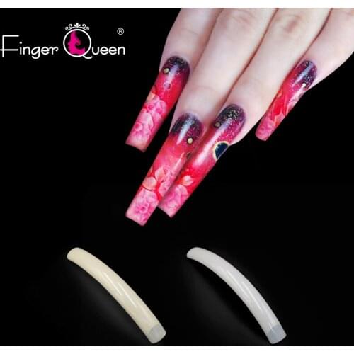50pcs Fake Nails Very Long Ballerina Full Half French Acrylic Nail Tips Square Head False Nails Tips Nail Art Decoration FQ-040