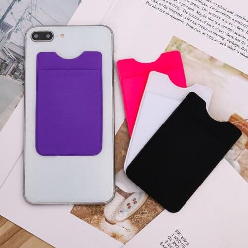 New Adhesive Sticker Back Cover Card Holder Case Pouch For Mobile Phone Cellphone Black Silicone Soft Card Pouch Phone Accessory