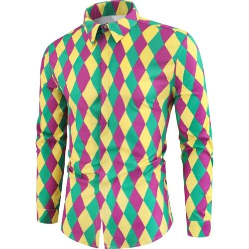 2020 New Fashion Print Slim Fit Shirts Mens Long Sleeve Casual Social Dress Shirts Tops