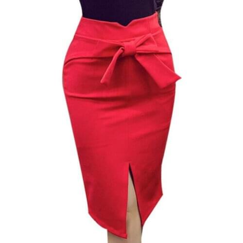 2021 New Autumn and Winter Womens Office Skirts High Waist Slim Mid-length Womens Professional Wear Elegant Skirt Red