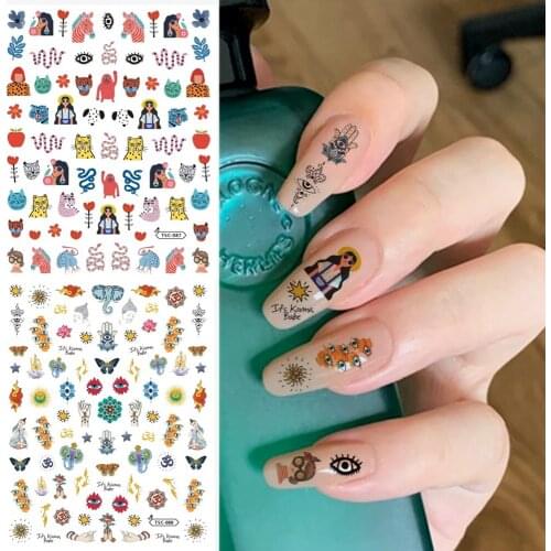 Newest TSC series TSC-087-088 Cartoon character 3d nail art stickers decal template diy nail tool decoration