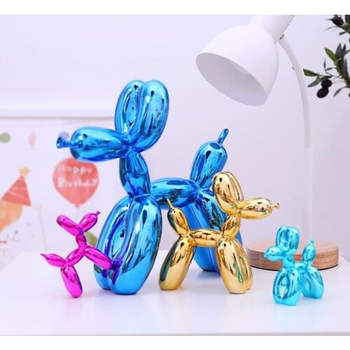 New shiny balloon dog statue simulation dog animal art sculpture resin crafts home decoration accessories
