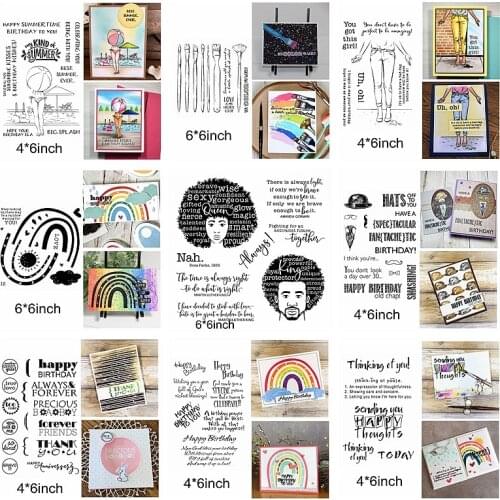 Clear Silicone Stamps Rainbow Explosive Head Beach Bikini Brush Legs Letter Sentence Diy New Template Craft Embossing Paper Card