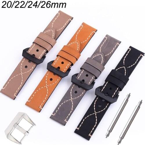 Vintage Genuine Leather Watchbands 4 Colors Belt 20mm 22mm 24mm 26mm Cowhide Watch Band Strap Watch Accessories