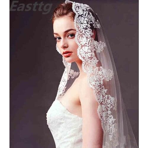 Romantic Hot Sale Wedding Veil Lace Cathedral wedding accessories White Ivory 3 M Long Voile Marriage Bridal Veils With Comb
