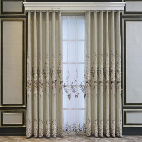 Light Luxury Living Room Bedroom Floor High-end Shading Embossed Embroidered Curtains