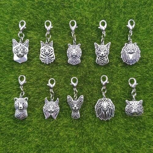 Sphynx Siamese Persian Bengal Lynx Tiger Lion Cheetah Cat Animal Keychain Key Ring Pet Retro Silver Plated Gift