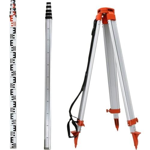 Honhill 1.65M Laser Level Tripod Adjustable Height Thicken Aluminum Tripod Stand + 5M Staff Ruler For Self leveling Tripod