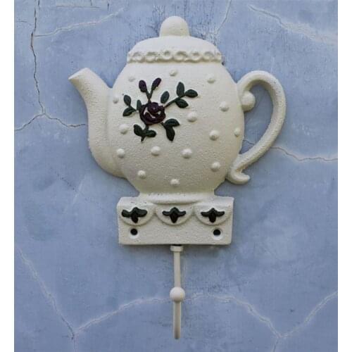 High-grade Cast Iron Painted Kettle Hook Retro Wall Mounted Dress Hat Coat Hanging Hanger Bathroom Robe Hooks Home Decortion