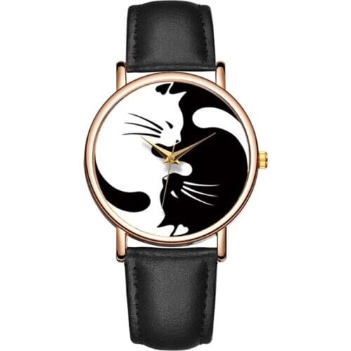 Watches For Women Lovely Cute Cat Face Genuine Leather Cartoon Quartz Watch Lady Dress Simple Clock Hot relogio feminino