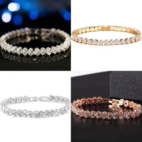 New Fashion Single Row Rhinestone Bracelet Charm Roman Crystal Womens Bracelet Bracelet 2021 Bride Wedding Jewelry Wholesale