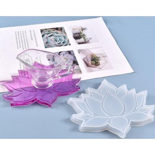 1 Pc DIY Crafts Jewelry Decorations Making Tools Crystal Epoxy Resin Mold Lotus Coaster Tray Cup Mat Casting Silicone Mould
