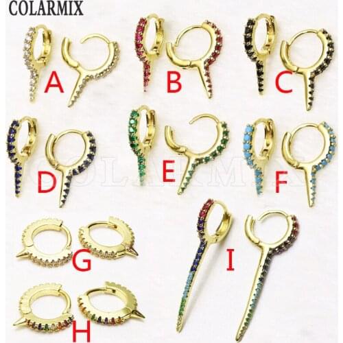 10 pairs Needle hook earrings jewelry fashion earrings for women mix colors zircon jewelry crystal jewels 51048