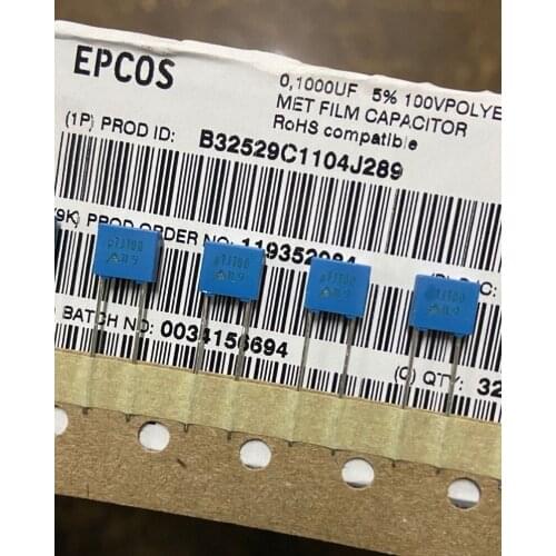 100% orginal and new B32529C1104J EPCOS U1J100 0.1uf 100V 104 5% MET FILM CAPACITOR P=5MM best qualtiy