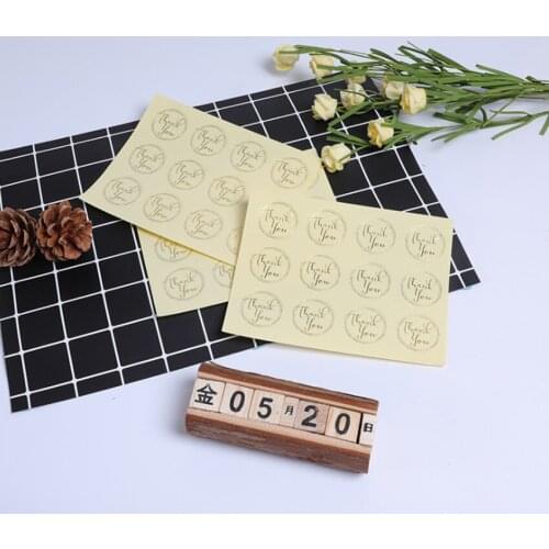120pcs/lot Transparent Round Bronzing Thank you Multi-function Adhesive Kraft Seal Label Sticker DIY For Gift Cake Baking