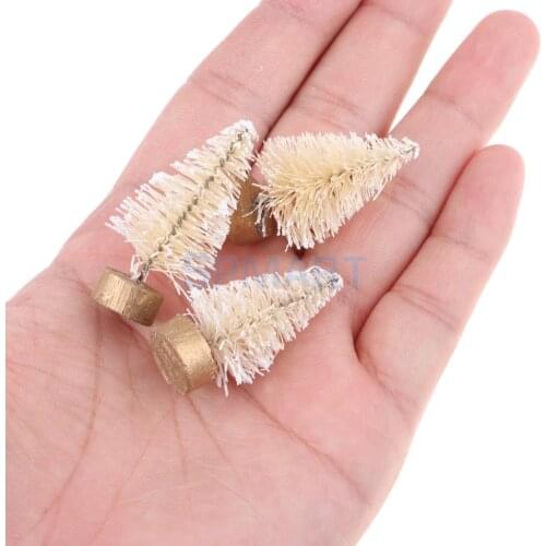 20pcs Set 4cm Iron Wire Christmas Tree Model for Dolls House Xmas Decor Colorful Life Scenes Kids Birthday Gift Beige