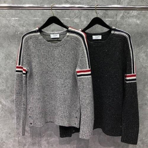 2021 Fashion TB Brand Sweaters Men Women Slim Fit O-Neck Pullover Clothing Striped Wool Thick Spring Winter Casual Coat